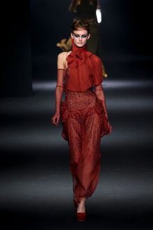 John Galliano Fall 2012 Ruffle Neck Embroidered Sheer Jumpsuit - Lyst