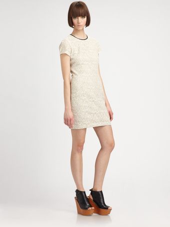 L'Agence Short Sleeve Lace Dress - Lyst