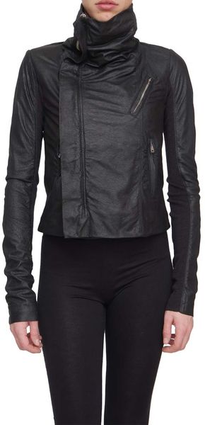 Rick Owens Leather Biker Jacket in Black - Lyst
