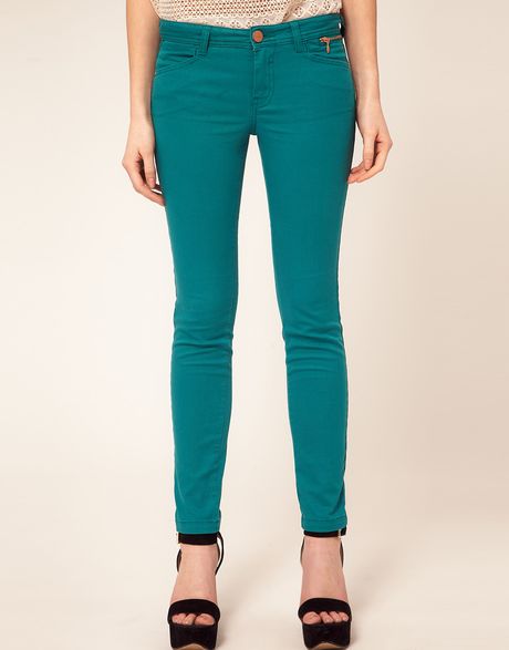 River Island Jade Coloured Jean in Green (teal) - Lyst