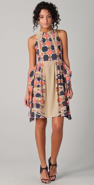 Tibi Geneva Print Draped Dress - Lyst