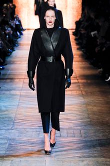 Yves Saint Laurent Fall 2012 Leather Trimmed Wool Coat - Lyst