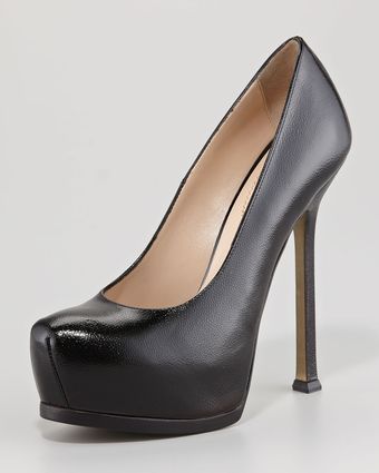 Yves Saint Laurent Tribtoo Textured Patent Pump - Lyst