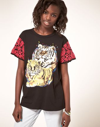 ASOS Collection Asos Tiger T-shirt with Embroidered Sleeve - Lyst