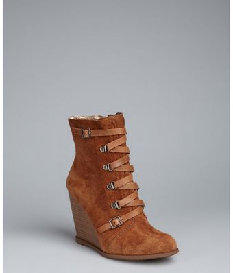  Suede Kadeer Buckle Front Wedge Ankle Boots 