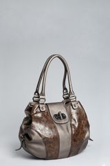 Big Buddha Gunmetal Faux Leather with Marble Detail Bag