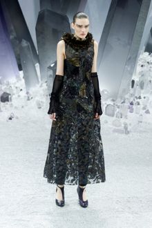 Chanel Fall 2012 Sheer Crystal Shard Print Evening Gown  - Lyst