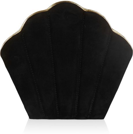 Charlotte Olympia Suede Shell Clutch in Black - Lyst