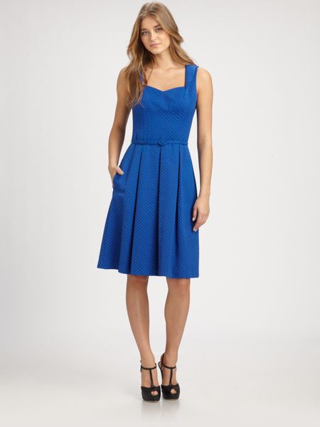 David Meister Belted Dress in Blue - Lyst