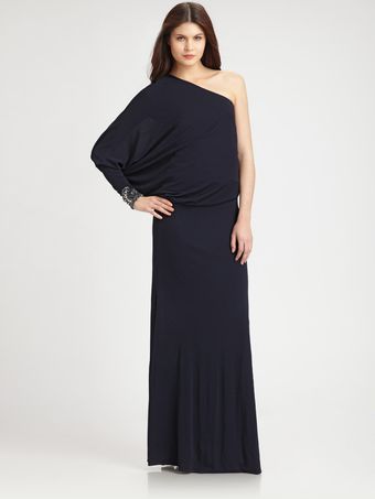 David Meister Asymmetrical Jersey Gown - Lyst
