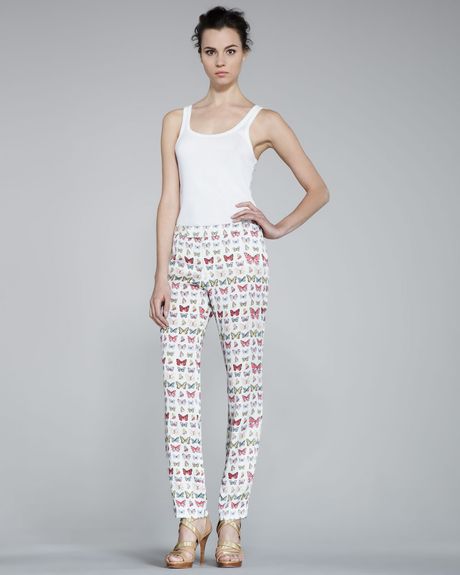 Erin Fetherston Skinny Butterflyprint Pants in Multicolor (multi colors) - Lyst