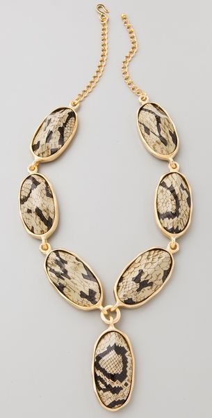  Snake Print Stone Necklace 