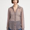 L'agence Long Sleeve Printed Silk Blouse in Brown (red) - Lyst