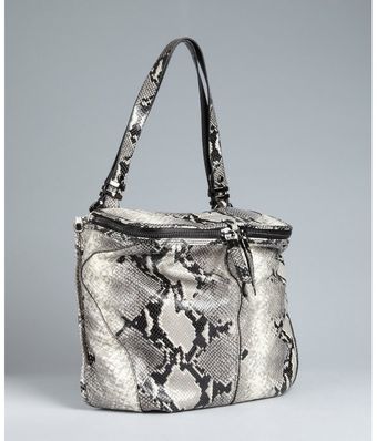  Grey Python Print Leather Zahara Shoulder Bag 