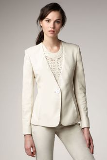 Theyskens' Theory Collarless Leather Blazer, Bone - Lyst