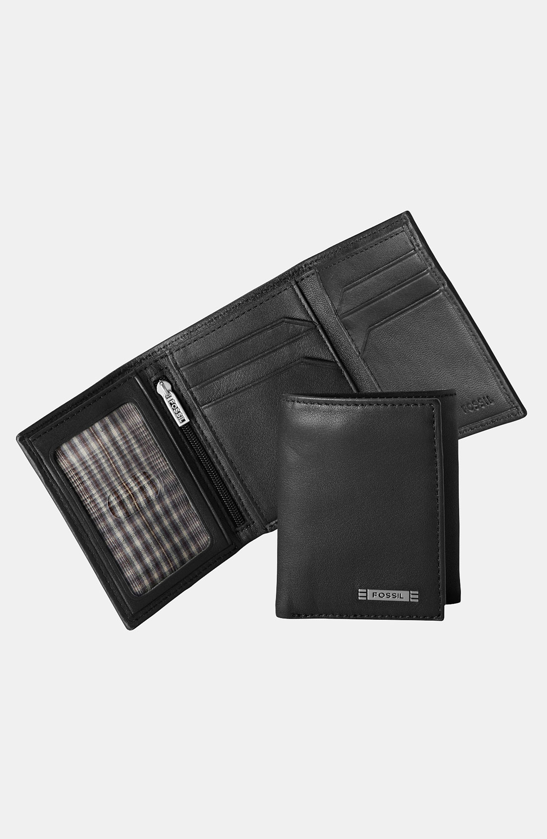 Fossil Evans Leather Trifold Wallet in Black for Men | Lyst