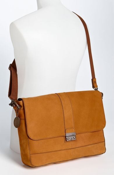 Fossil Dexter Leather Messenger Bag in Beige for Men (camel) | Lyst