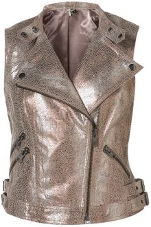 Topshop Metallic Snake Sleeveless Biker Jacket - Lyst