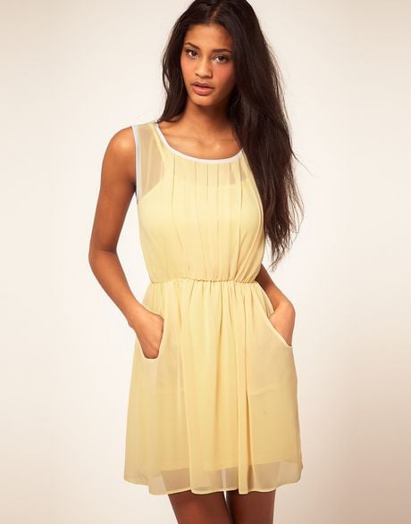 Asos Collection Asos Skater Dress with Pockets in Yellow (lemon)