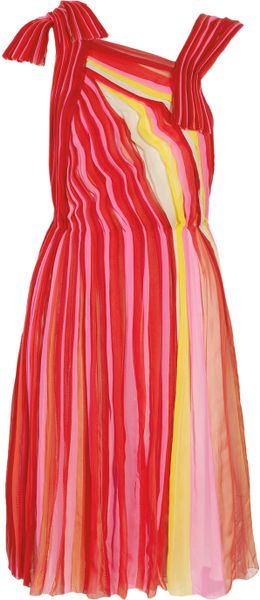 Bottega Veneta Plissé Silkchiffon Dress in Multicolor (multicolored) - Lyst