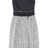 Carven Twill and Tweed Belted Dress in Blue (navy) - Lyst