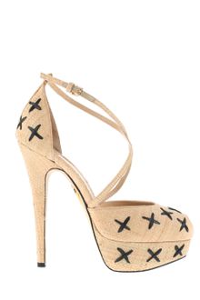 Charlotte Olympia Peep Top Hayworth Raffia Sandales with Criss-cross Detail - Lyst