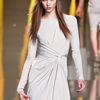 Elie Saab Fall 2012 DrapeFront Split Hem Evening Gown  in Beige (natural) - Lyst