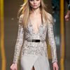 Elie Saab Fall 2012 Deep VNeck Split Front Evening Gown  in Beige - Lyst