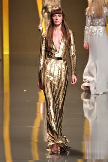 Elie Saab Fall 2012 Deep V-Neck Paillette Embellished Gown  - Lyst
