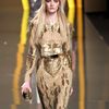 Elie Saab Fall 2012 Sheer Paillette Detail Evening Gown  in Gold - Lyst