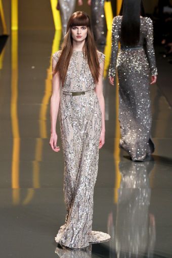 Elie Saab Fall 2012 Sheer Paillette Detail Floor-Length Gown - Lyst
