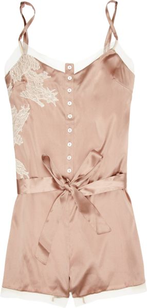 Elle Macpherson Maria Stretch Silksatin Playsuit in Beige (blush) - Lyst