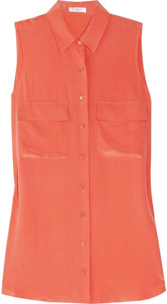 Equipment Signature Sleeveless Washed-silk Shirt - Lyst