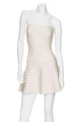 Hervé Léger Strapless Flared Bandage Dress: Ivory