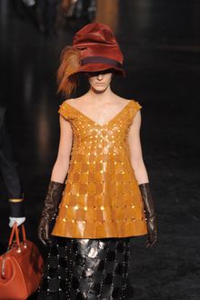 Louis Vuitton Fall 2012 Orange Kangaroo Leather V-Neck Top  - Lyst