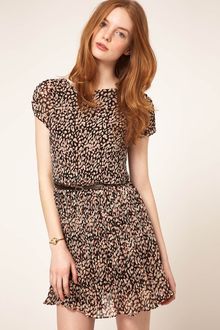 Oasis Pleated Animal Print Dress - Lyst