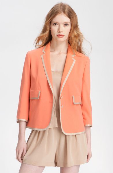 Robert Rodriguez Satin Trim Silk Jacket in Orange (coral) - Lyst
