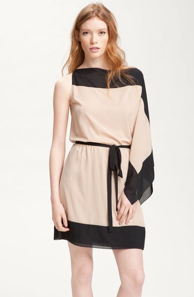 Robert Rodriguez Colorblock Cascade Sleeve Dress in Black (stone) - Lyst