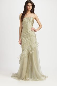 Theia Organza Ruffle Gown - Lyst