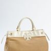 Tory Burch Stacked T Tote in Beige (natural with white) - Lyst