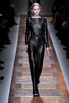 Valentino Fall 2012 Backless Leather Jumpsuit with Stitching at Waist - Lyst