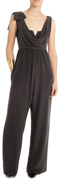 Vera Wang Draped Playsuit - Lyst