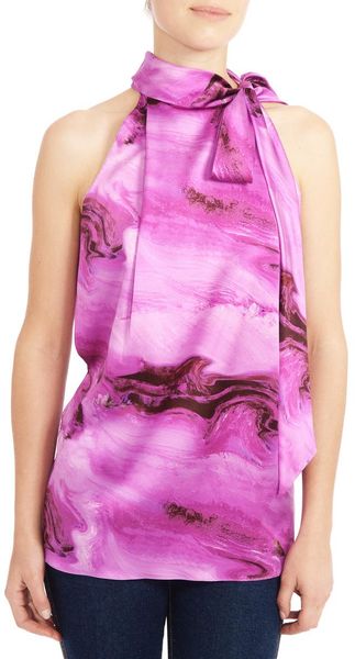 Vera Wang Asymmetrical Shoulder Drape Top in Purple (magenta) - Lyst
