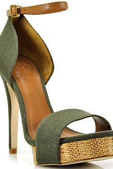 Tory Burch Amina - Olive Canvas High Heel Sandal - Lyst