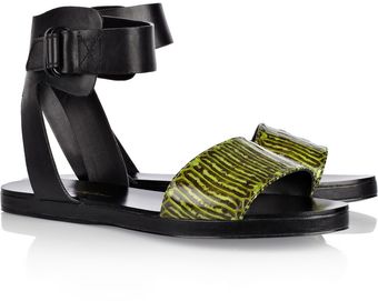  Domina Leather and Watersnake Sandals 