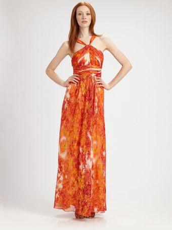 Aidan Mattox Silk Gown - Lyst