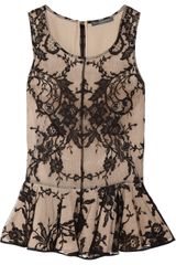 Alexander McQueen Lace and Silk Peplum Top