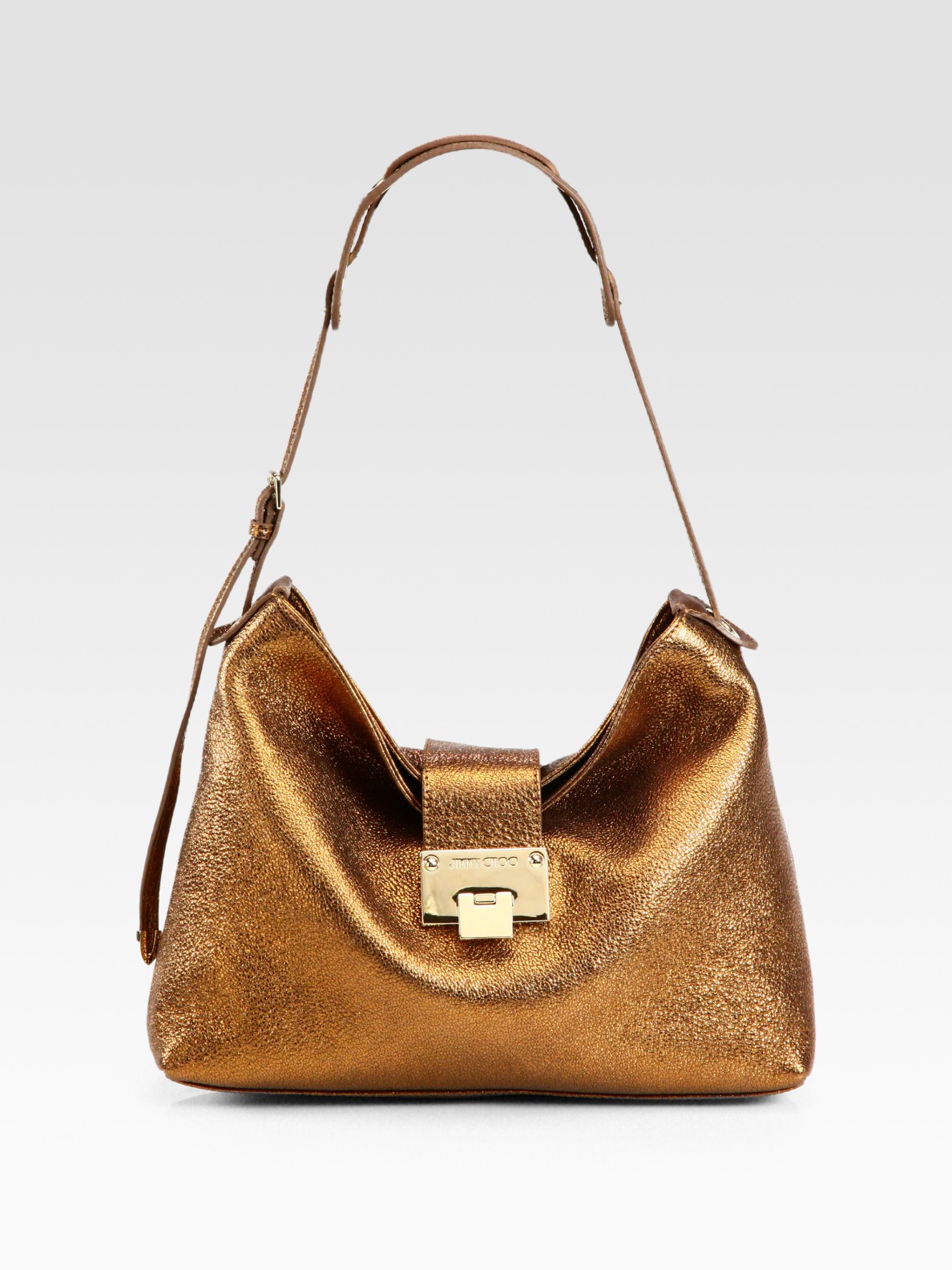 Jimmy Choo Rachel Glitter Metallic Leather Shoulder Bag in Gold (bronze) Lyst