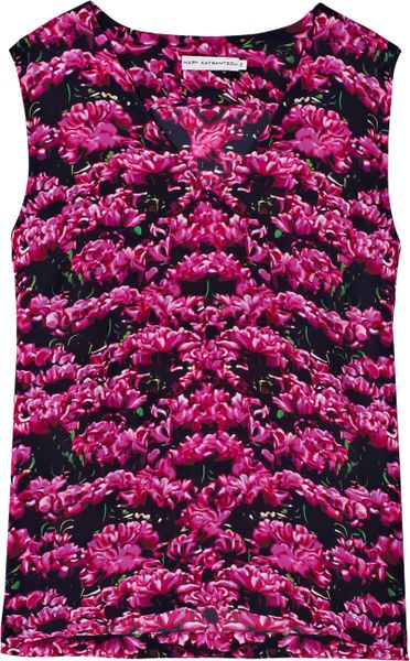 Mary Katrantzou Tulip V Neck Top in Pink (yellow) - Lyst
