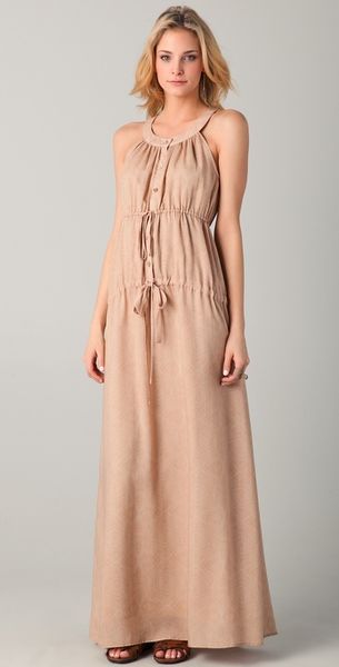 Obakki Briony Print Maxi Dress in Beige - Lyst
